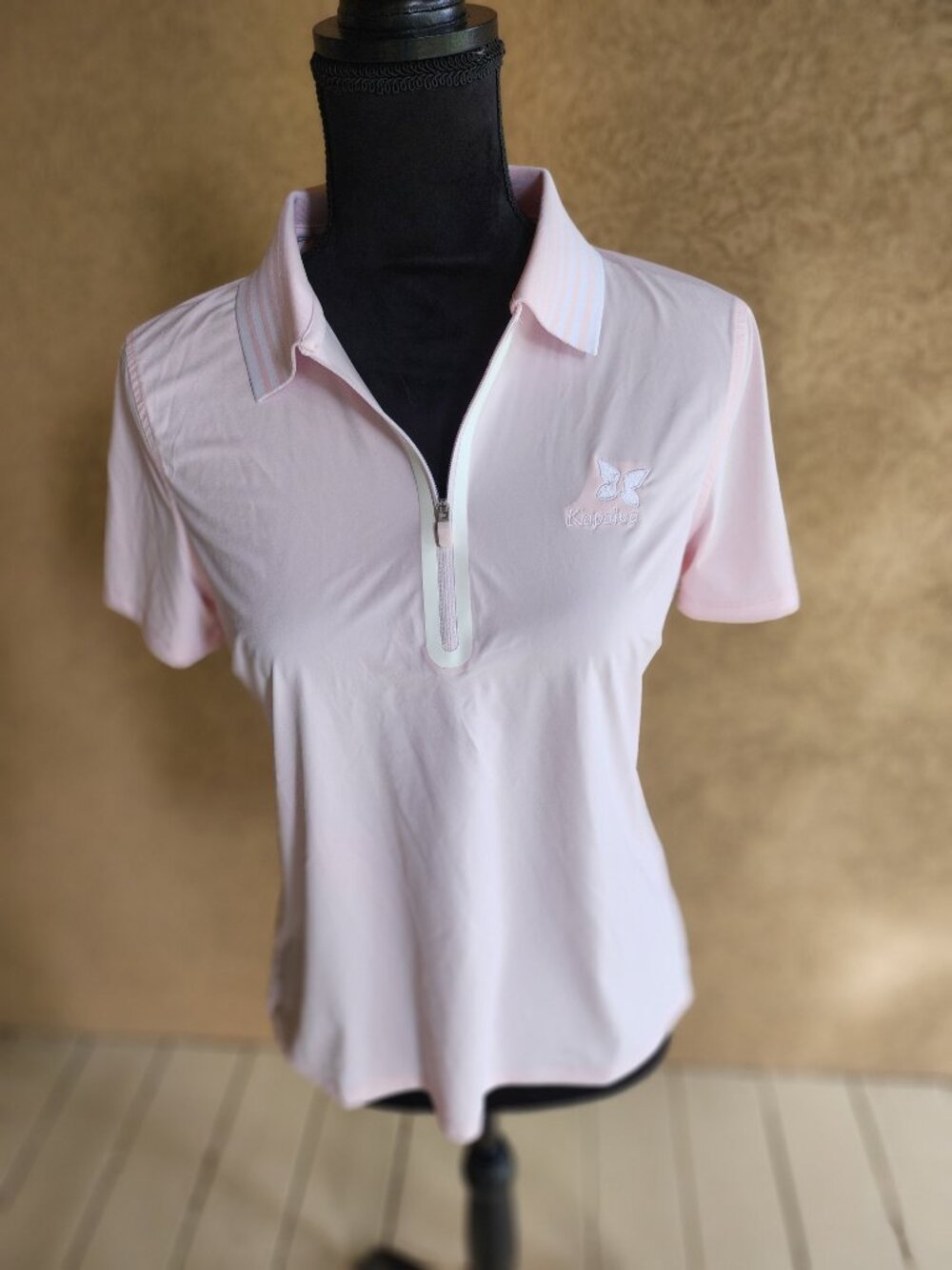G/FORE Kapalua Butterfly Silky Tech Nylon Zip Golf Polo Pink Equestrian Style M - Picture 2 of 15